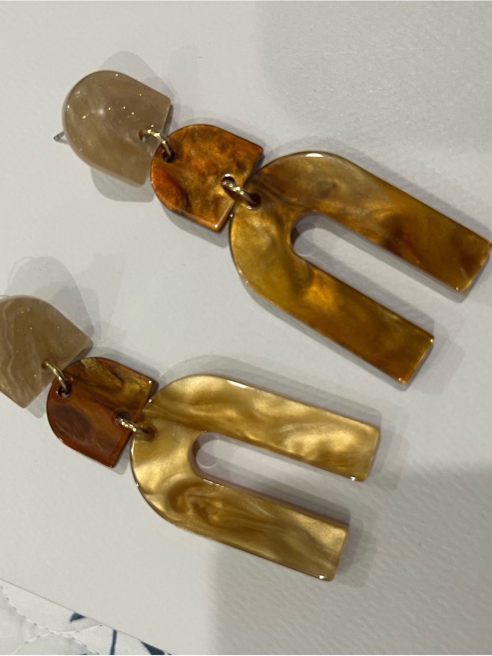Target Marbled Gold-Tone Arch Drop Earrings - Women Jewelry